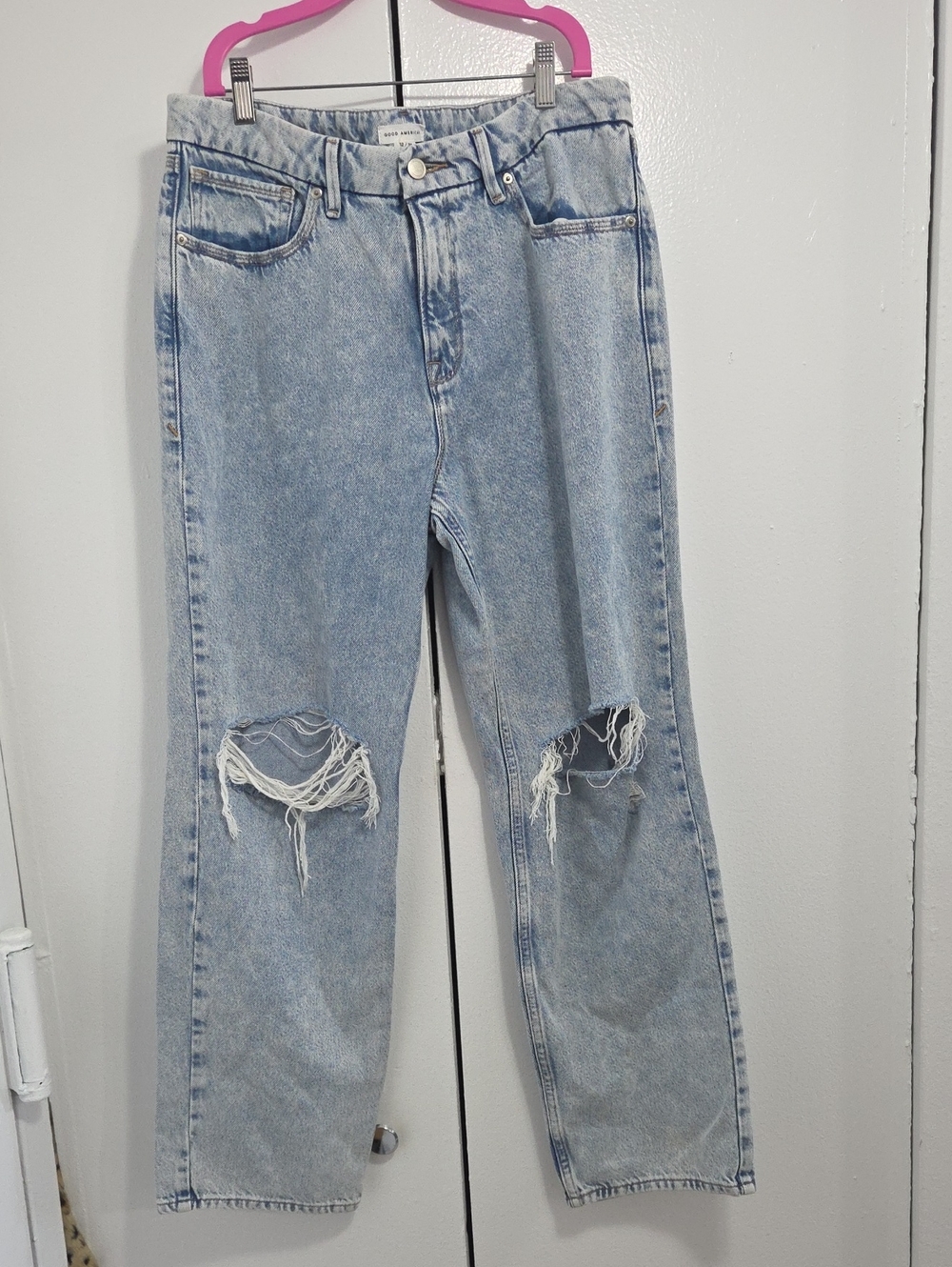 Good American Light Blue Distressed High-Rise Women’s Jeans